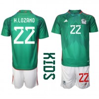 Mexico Hirving Lozano #22 Fotballklær Hjemmedraktsett Barn VM 2022 Kortermet (+ korte bukser)